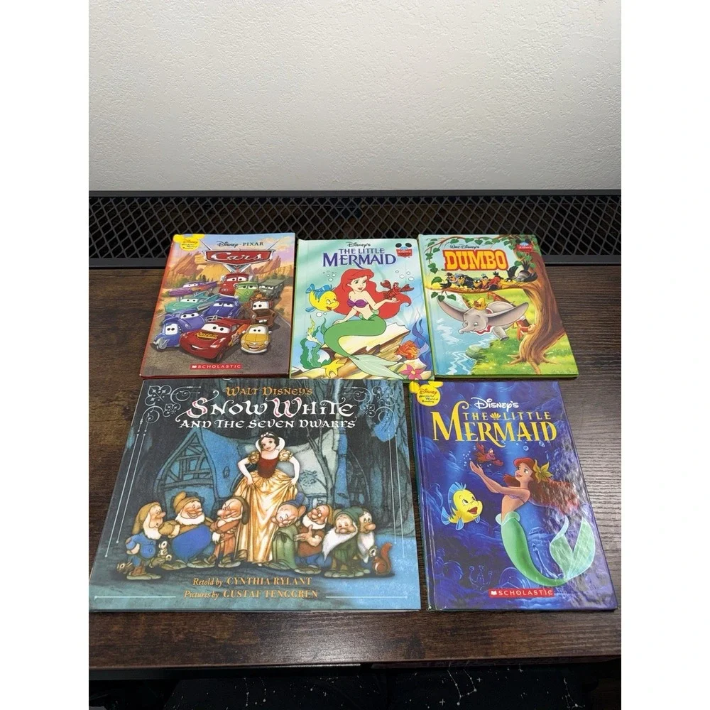 Disney Kids Book Lot5‎ Cars Little Mermaid Snow White Dumbo Hardcover Storybooks
